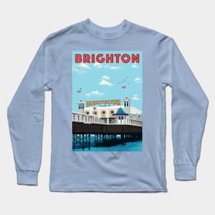 brighton pier classic travel art Long Sleeve T-Shirt